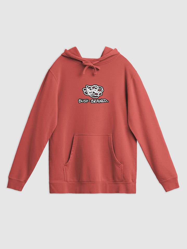 BUSY-BRAINED (lined design) printed pigment hoodie product image (3)