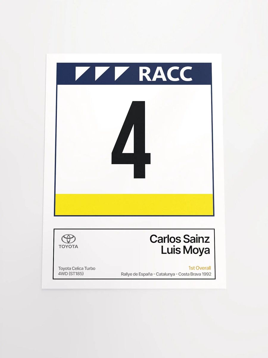 A3 Poster / Carlos Sainz / 1992 Rallye de España - Catalunya - Costa Brava Number 4 product image (4)