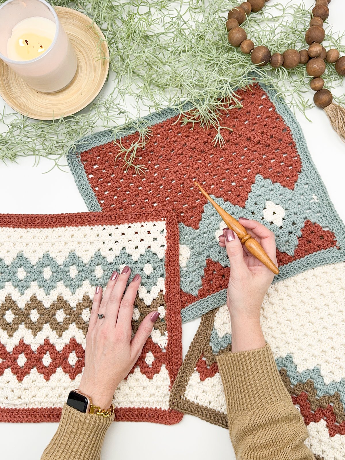 Gemstone Hues Crochet Blanket & Washcloth Pattern product image (9)