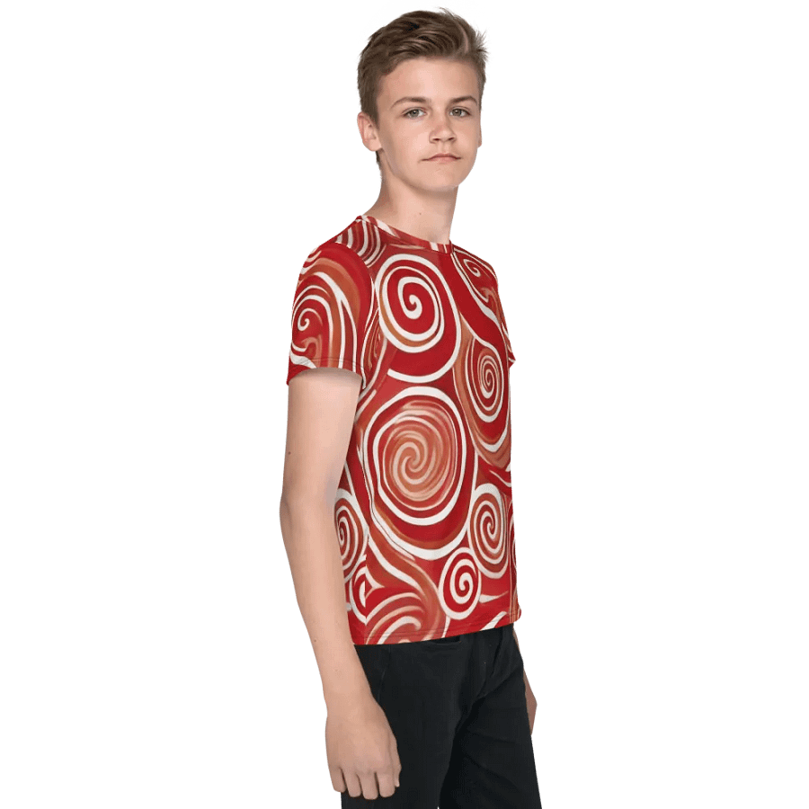 Funky Cherry Swirls Liquid Tie-Dye Youth Crew Neck Tee product image (8)