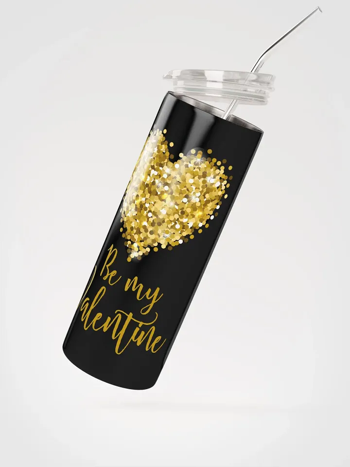 Golden Glitter Heart Be My Valentine Stainless Steel Tumbler: Sparkling Love product image (2)