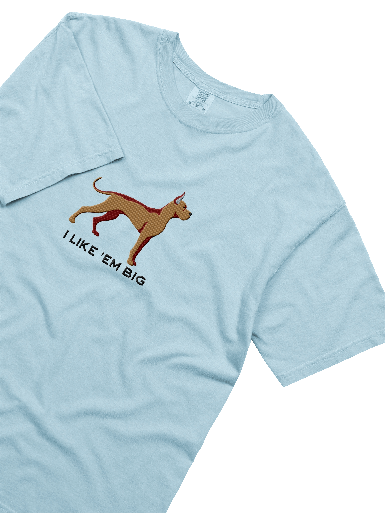 I Like 'Em Big T-Shirt(Embroidered) of a Great Dane(Tan, Cropped Ears) product image (55)