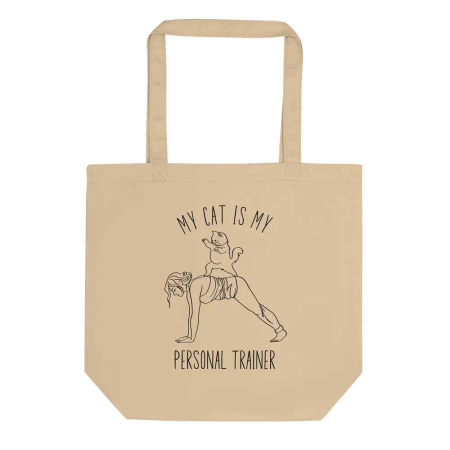 My Cat Is My Personal Trainer, Hand-drawn Eco-Friendly Tote Bag For Passionate Yogies product image (2)