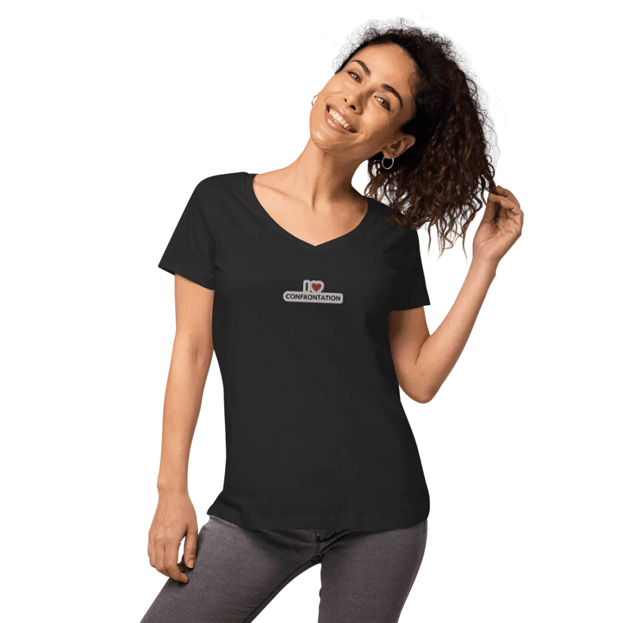 I <3 Confrontation embroidered women's fitted v-neck tee (bubble design) product image (3)