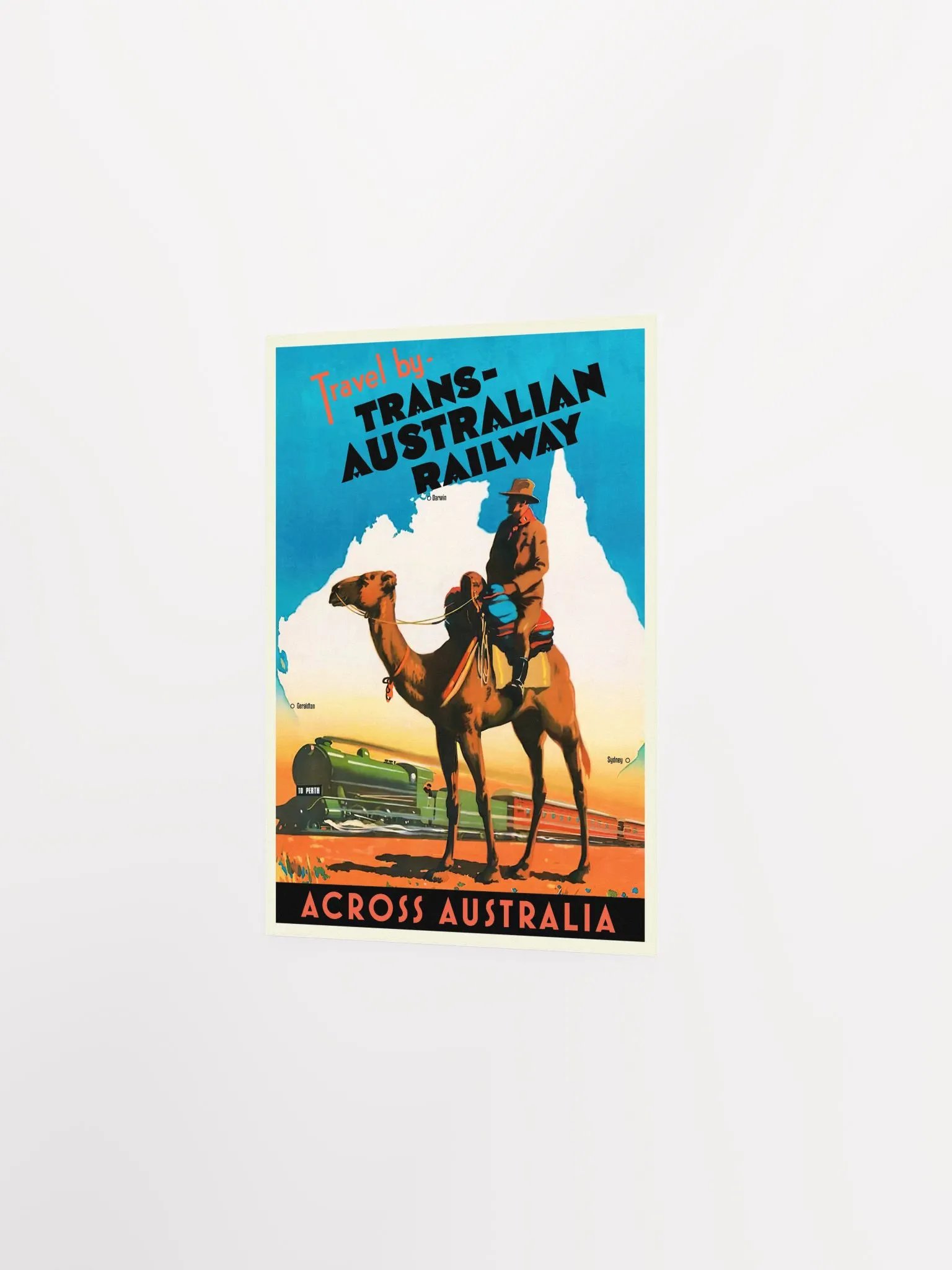 Travel by Trans-Australian Railway across Australia, 1933 — retro vintage travel poster product image (7)