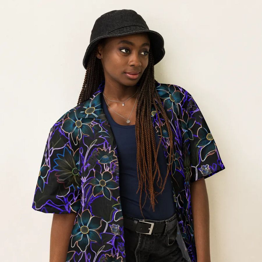 Trippy Floral Purple,Teal/Hawaiian Shirt by Sublicolor product image (6)