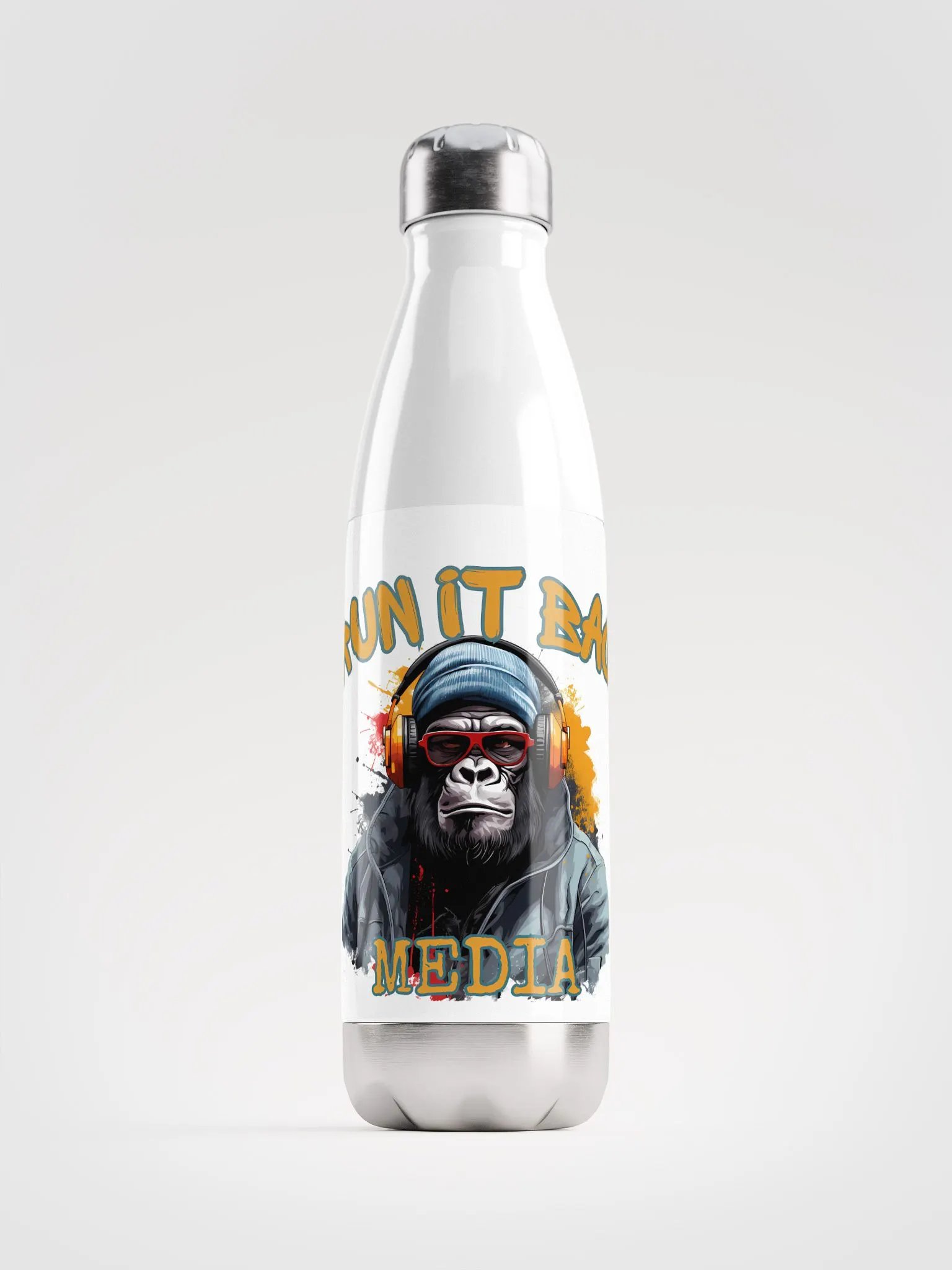 RUN It BAC Media Water Bottle White product image (1)