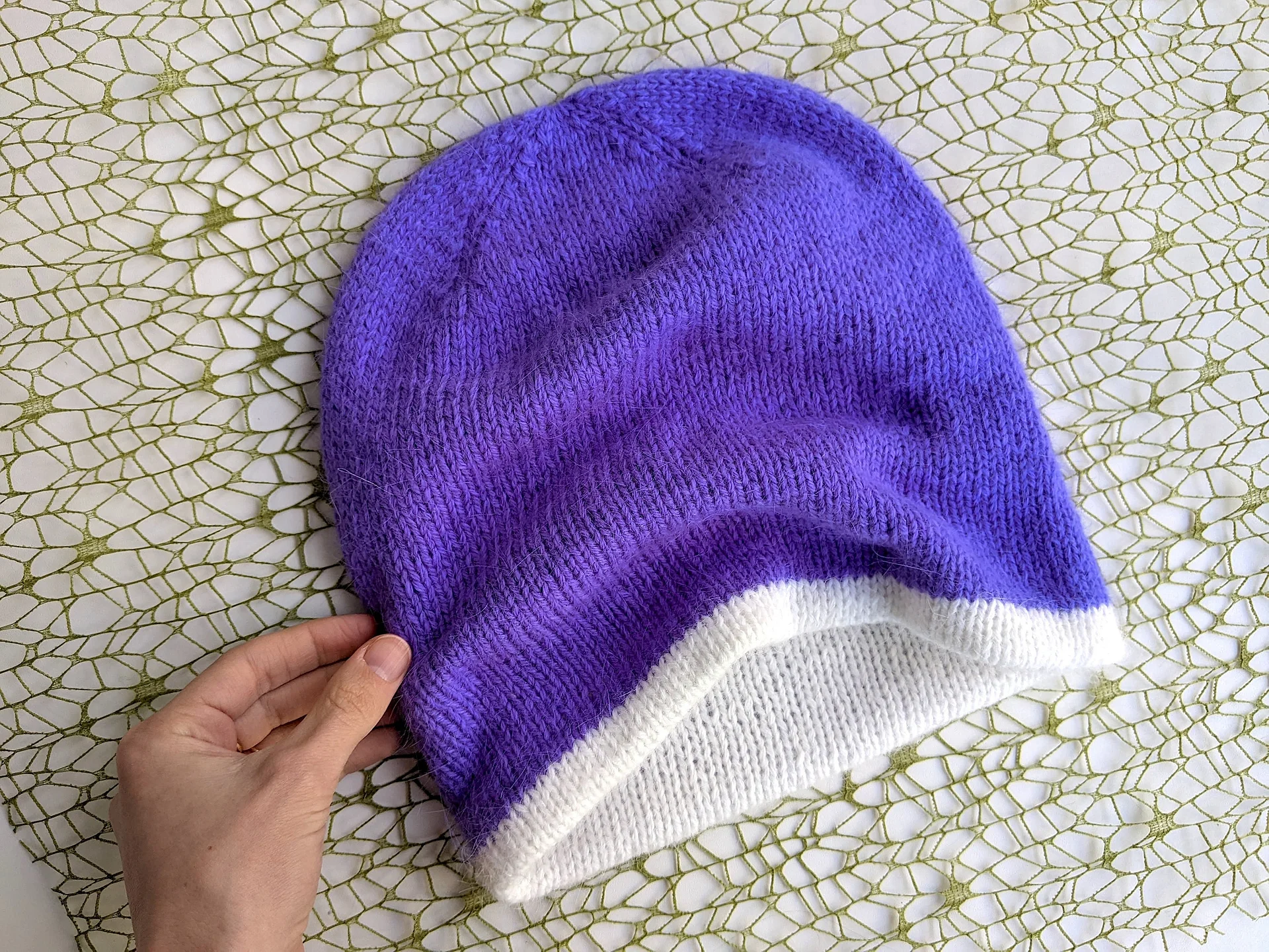 Double Layer Reversible Two Colors Knit Hat Pattern product image (7)