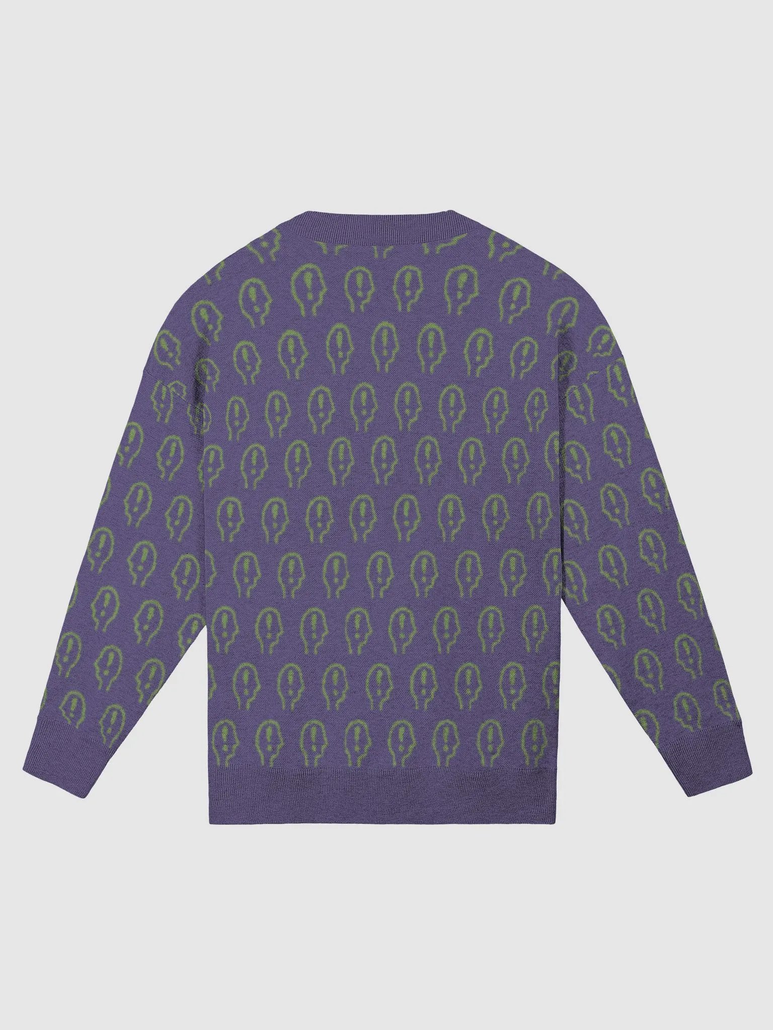 EXCLAIMING MENTALLY (repeating design, purple and green) relaxed knitwear crewneck product image (2)