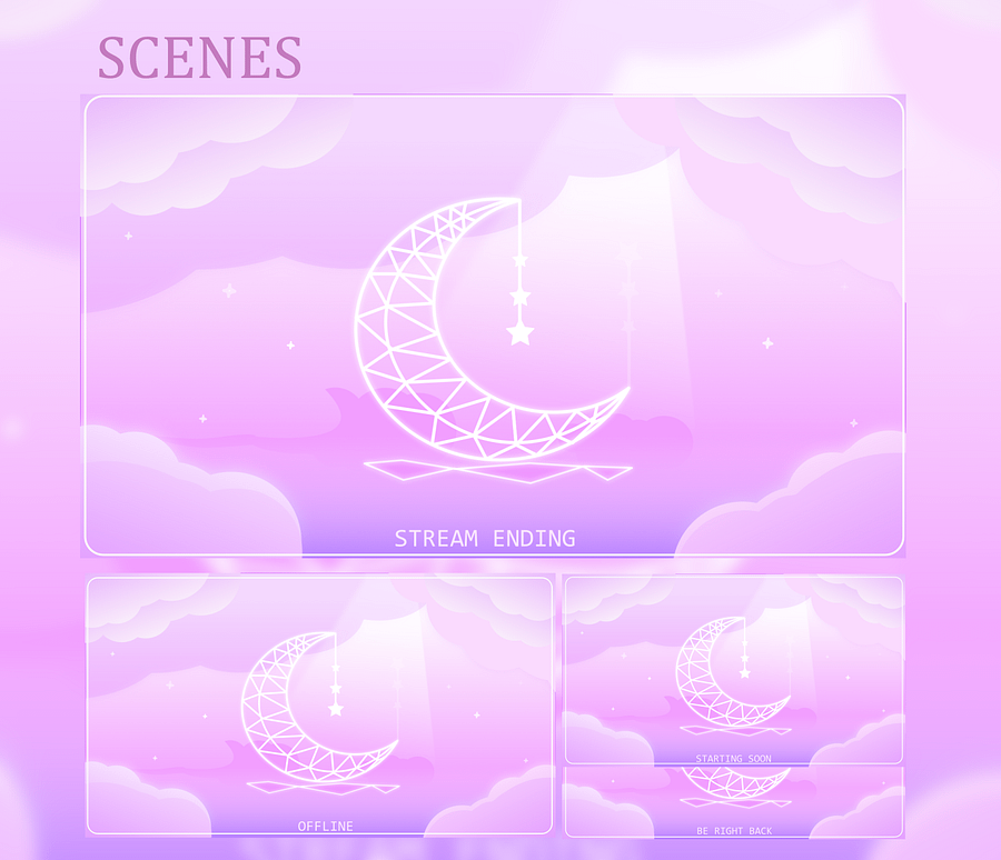 Pink Celestial Vtuber Stream Overlay Animated product image (2)