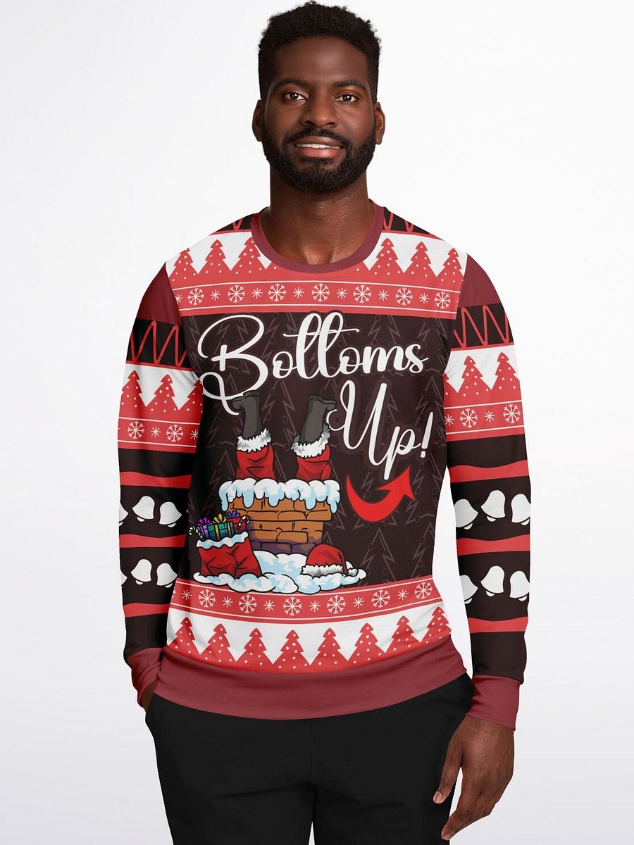 Bottoms Up Santa Christmas Sweatshirt | Funny Stuck Santa Holiday Sweater | Ugly Christmas Party Winter Outfit product image (3)