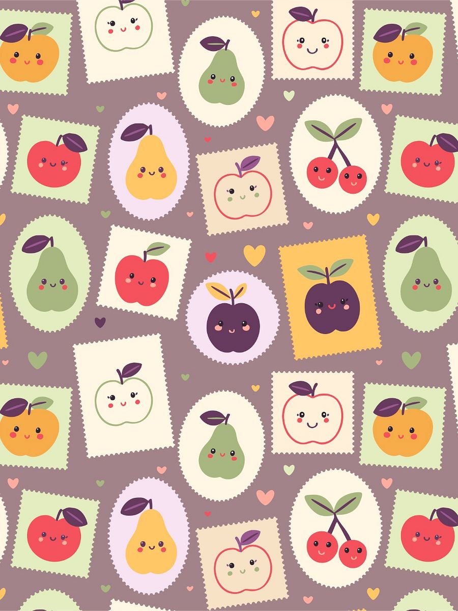 Postage stamps with cute fruits - Non-Exclusive Pattern product image (6)