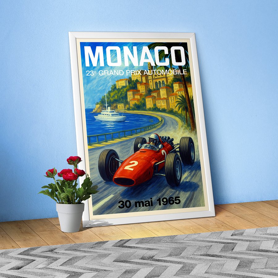 Monaco Vintage F1 Grand Prix 1965 Art Poster — Auto Racing Wall Art, Formula 1 Print product image (6)