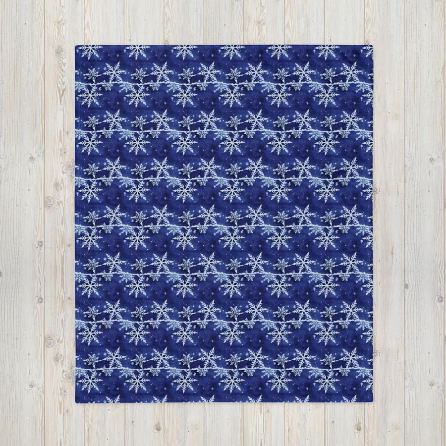 Indigo Snowflake Fluffy Blanket Throw product image (9)