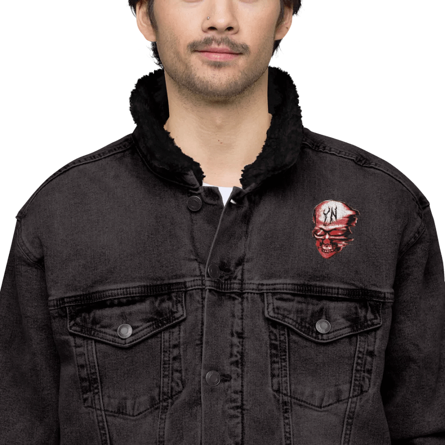 YN skull Logo RED Denim Sherpa Jacket product image (5)