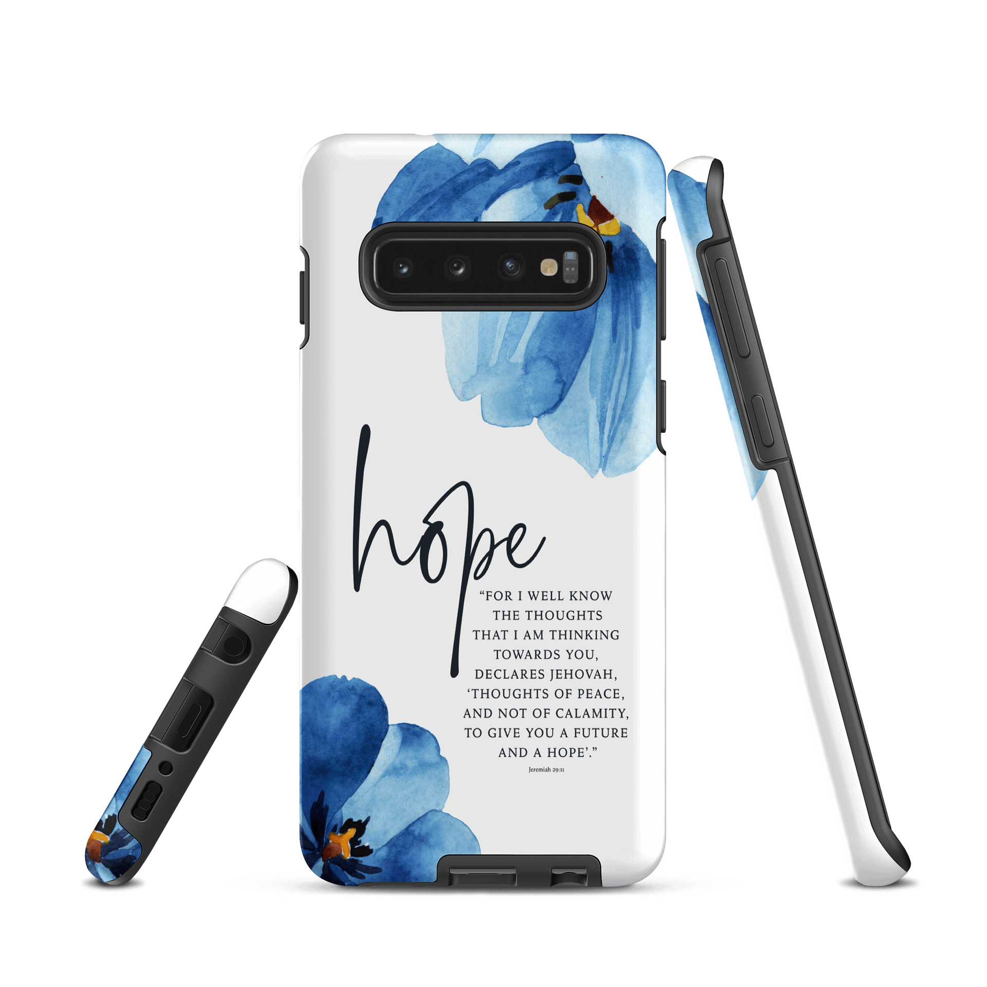 Samsung® Tough Case – “Hope” Blue Floral Scripture Design product image (1)
