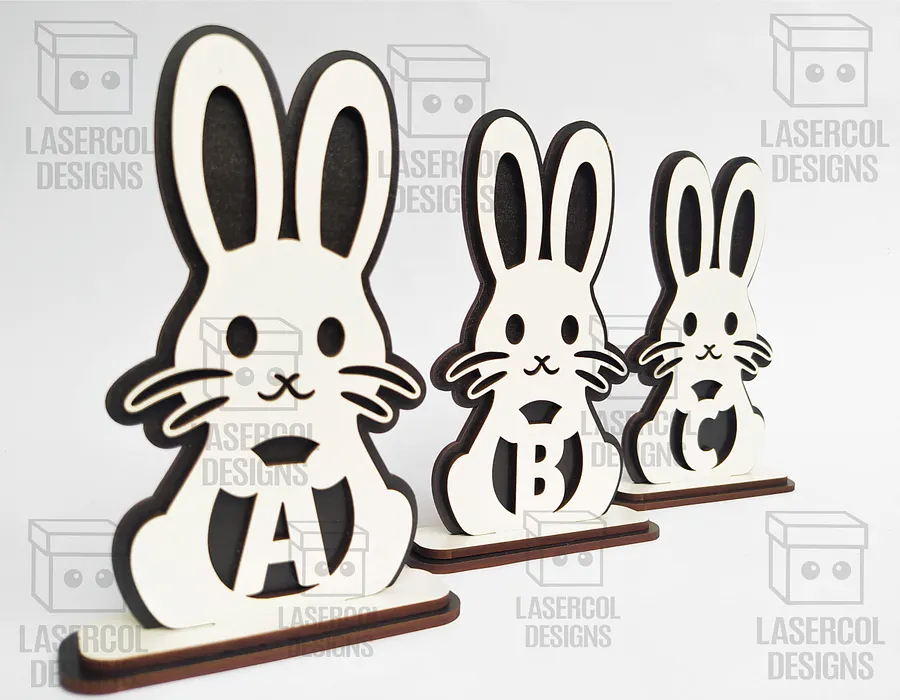 Easter Bunny Monogram Set 2 (3 Sizes) - Laser Cut Files product image (8)