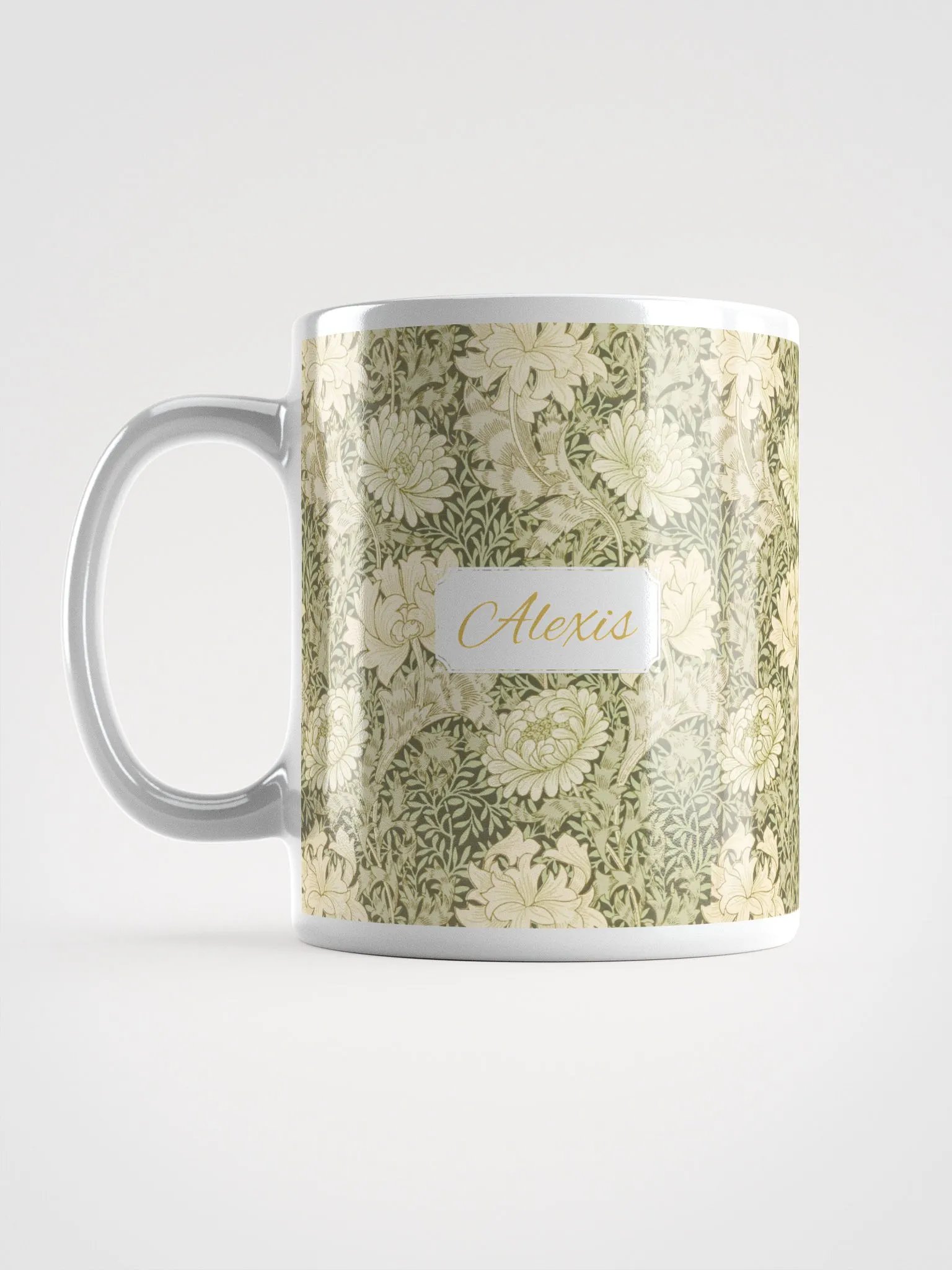 Personalized Chrysanthemum Pattern White Glossy Mug product image (6)