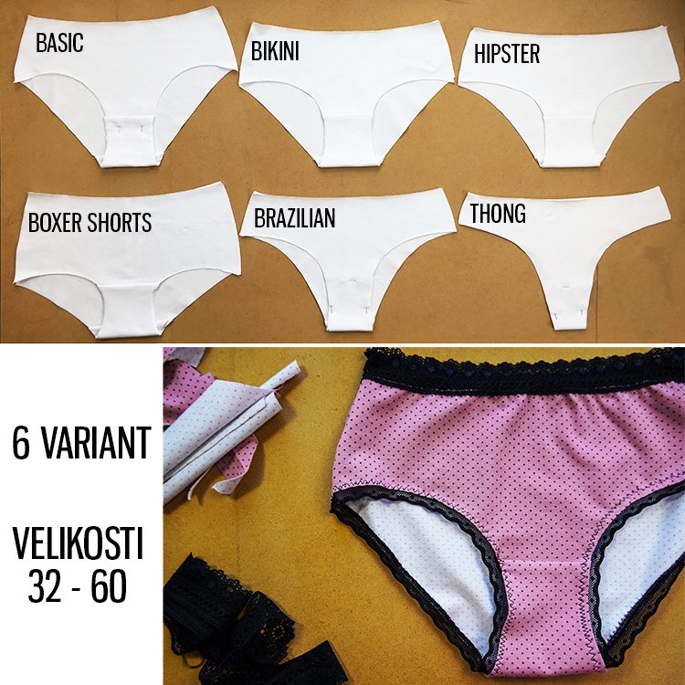 Sada střihů - dámské kalhotky | 6 variant | velikosti 32–60 product image (1)