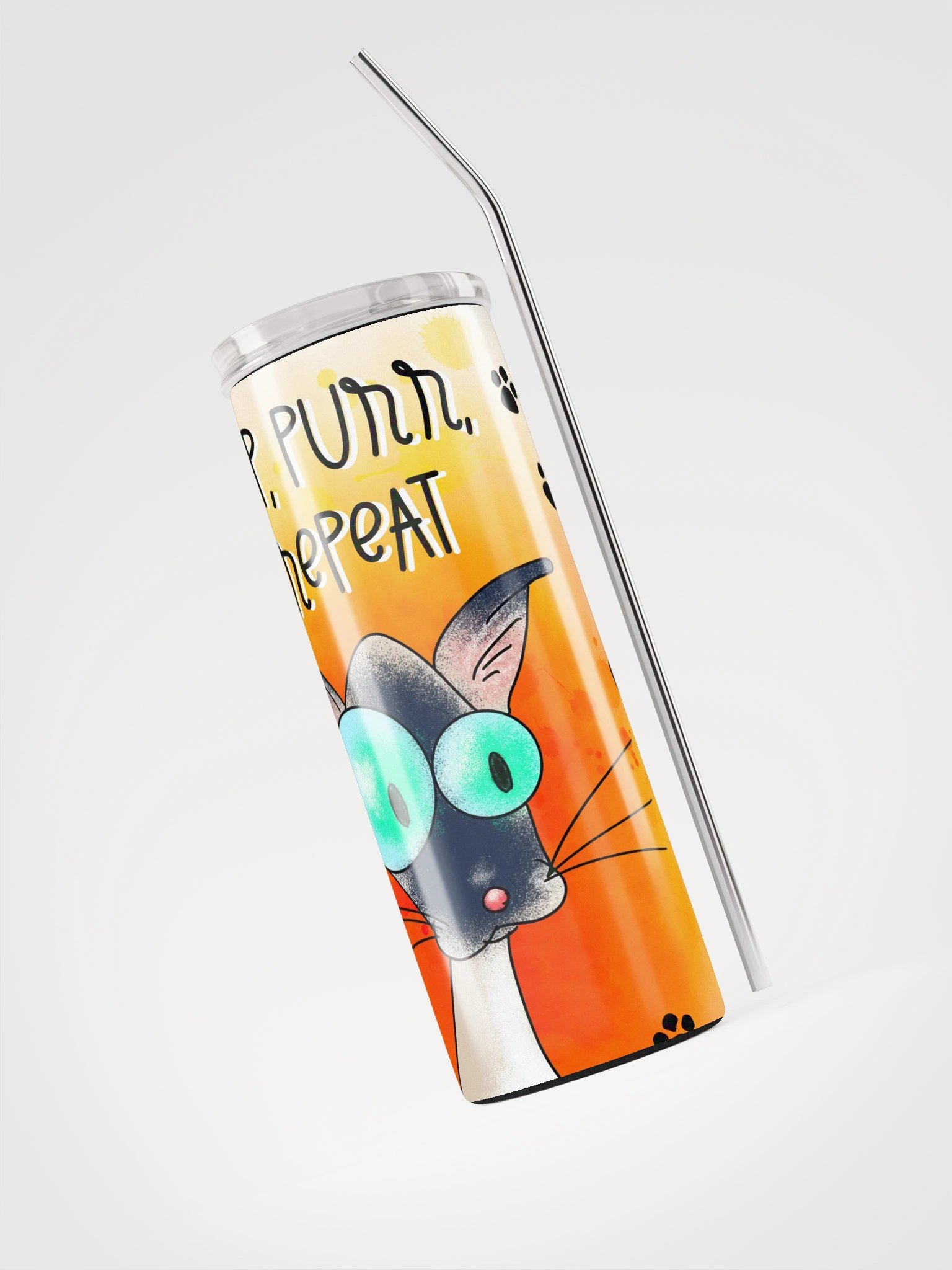 Sip Purr Repeat Cat Stainless Steel Tumbler product image (3)
