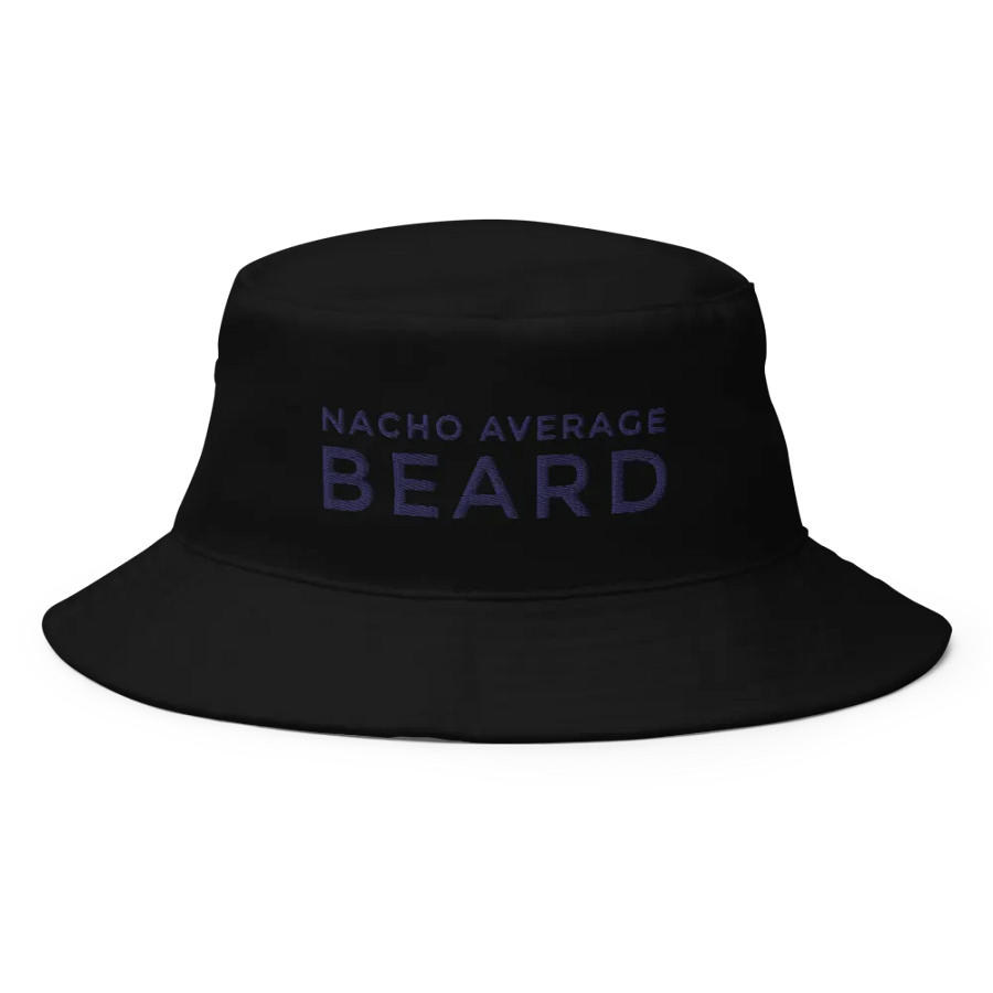 Nacho Average Beard Black Bucket Hat (Navy Embroidery) product image (1)