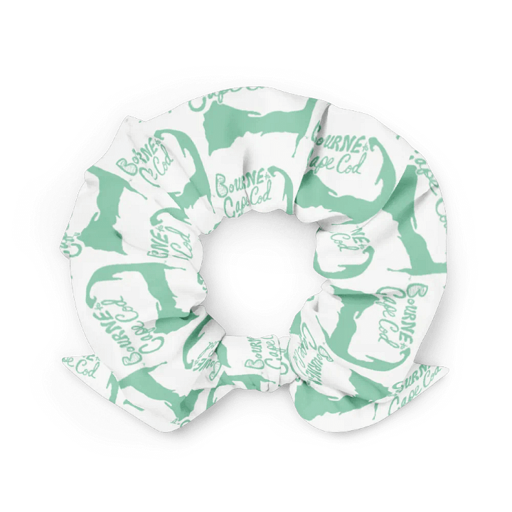 BOURNE to Cape Cod™ | Hair Tie | Coastal Chic | All-Over Logo Print | Vista Blue Green on White product image (2)