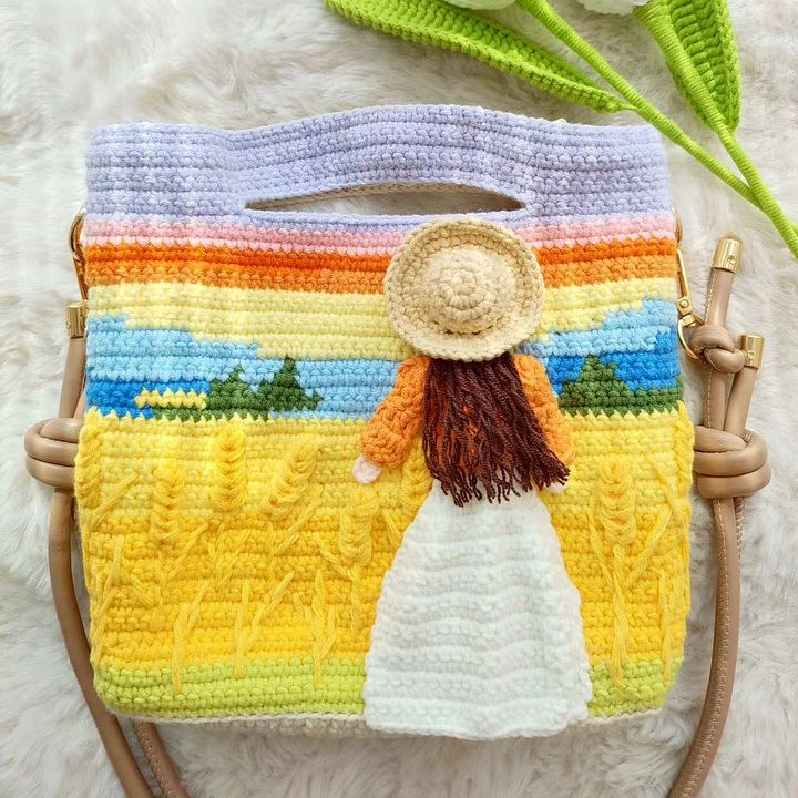 Autumn Harvest Crochet Bag Pattern 🌾 | Enchanted Girl in Wheat Field PDF Tutorial (Instant Digital Download) product image (1)