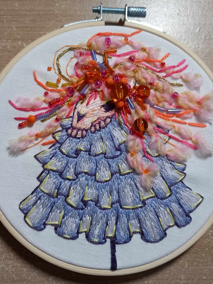 Sunrise Mari Lwyd Embroidery Hoop Art product image (1)