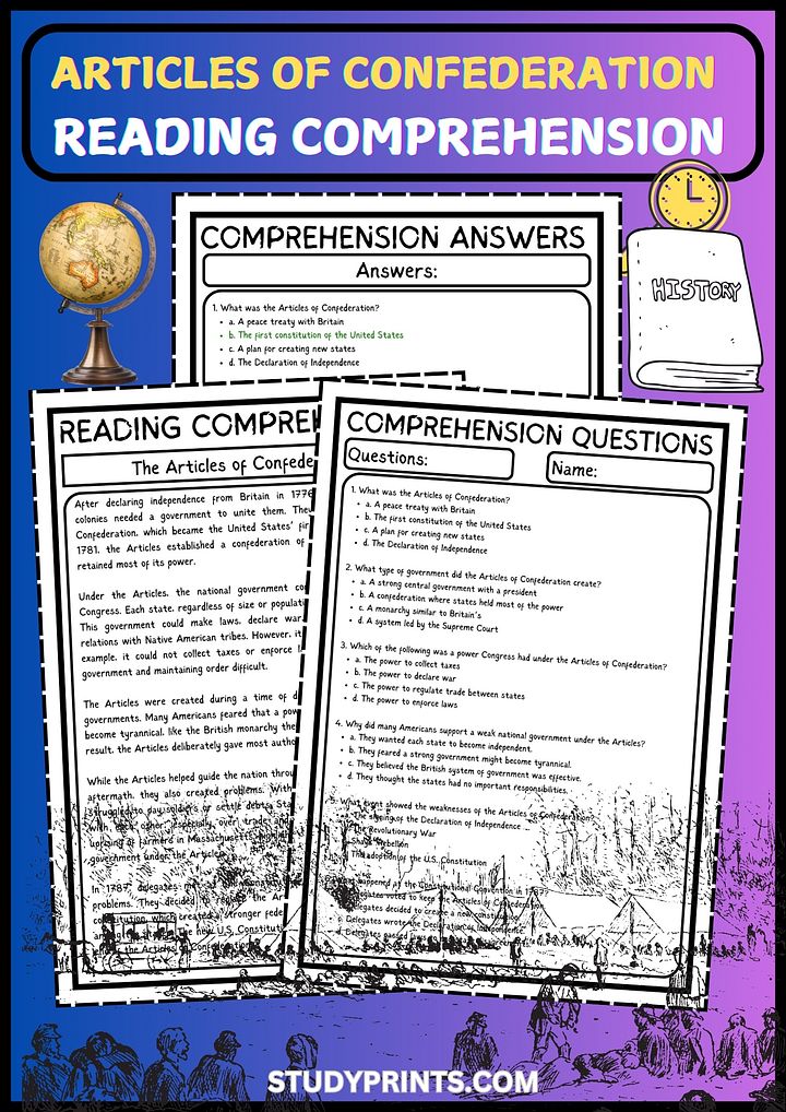 Articles of Confederation Reading Comprehension product image (1)