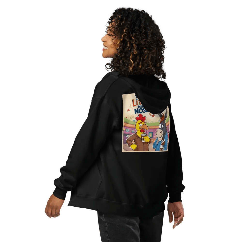 Whimsical Animal Coffee Cartoon Zip Hoodie product image (5)