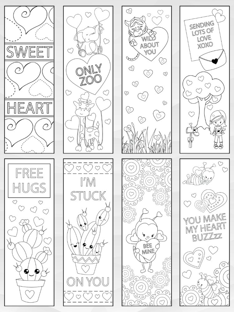 Printable Valentine’s Day Coloring Bookmarks - 2