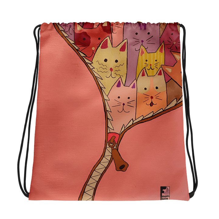 "Unleash The Cats" Drawstring Bag (Pink) product image (1)