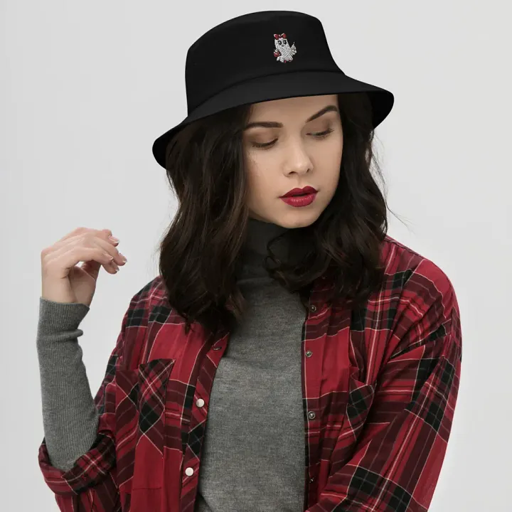 Stylish Ghost Embroidered Cotton Bucket Hat product image (2)