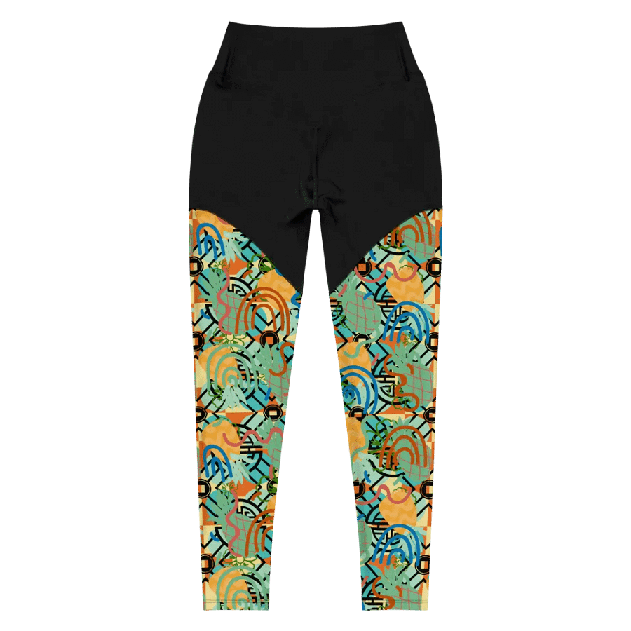 Yadit Abstract Collection in Green-Blue - All-Over Print Sports Leggings product image (2)