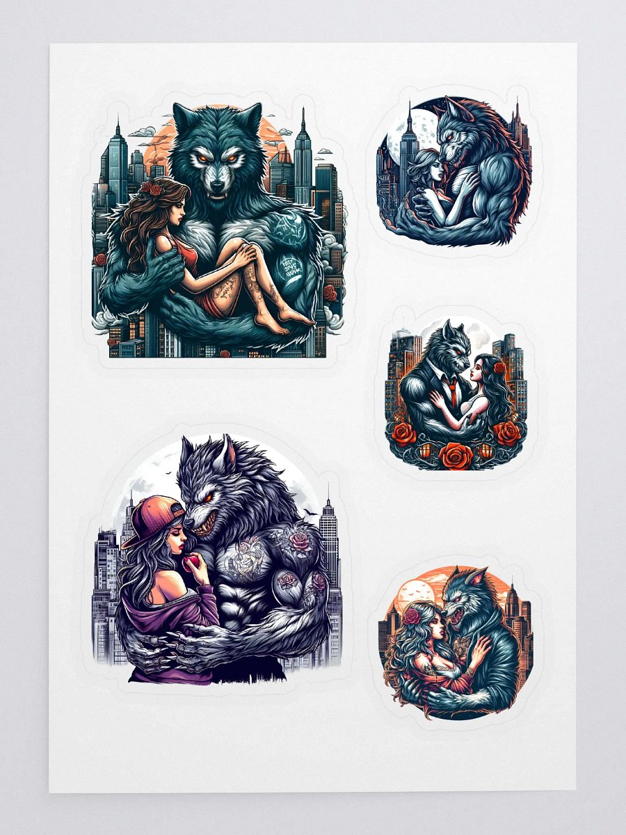 Moonlit Embrace: Gothic City Stickers for Werewolf Romance Lovers product image (3)