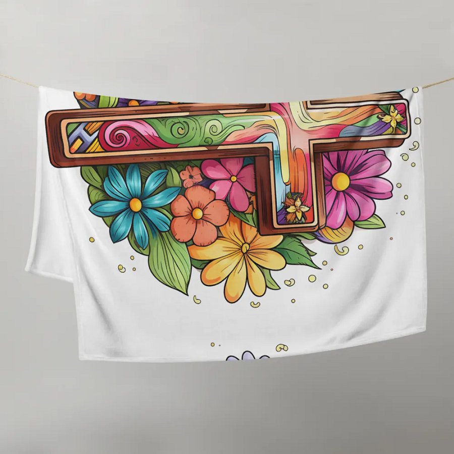 Colorful Cross and Floral Throw Blanket product image (21)