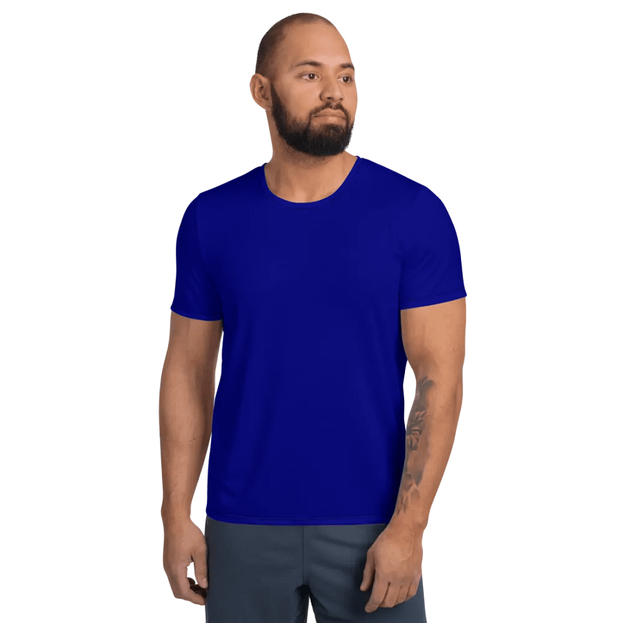 Plain Color Navy Blue Athletic T-Shirt product image (1)