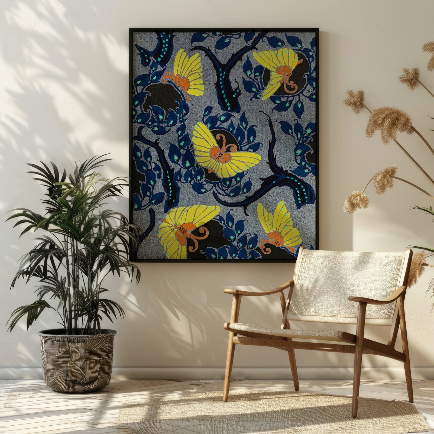 Art Nouveau Butterfly Pattern Vintage Textile Art Print product image (24)