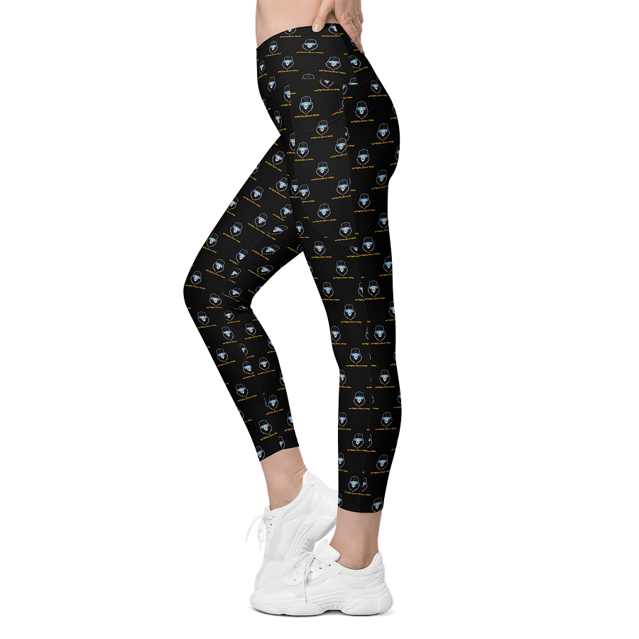 Synthsquatch Fitness Bigfoot Monogram Logo All-Over Print Crossover Leggings With Pockets (Black) product image (3)