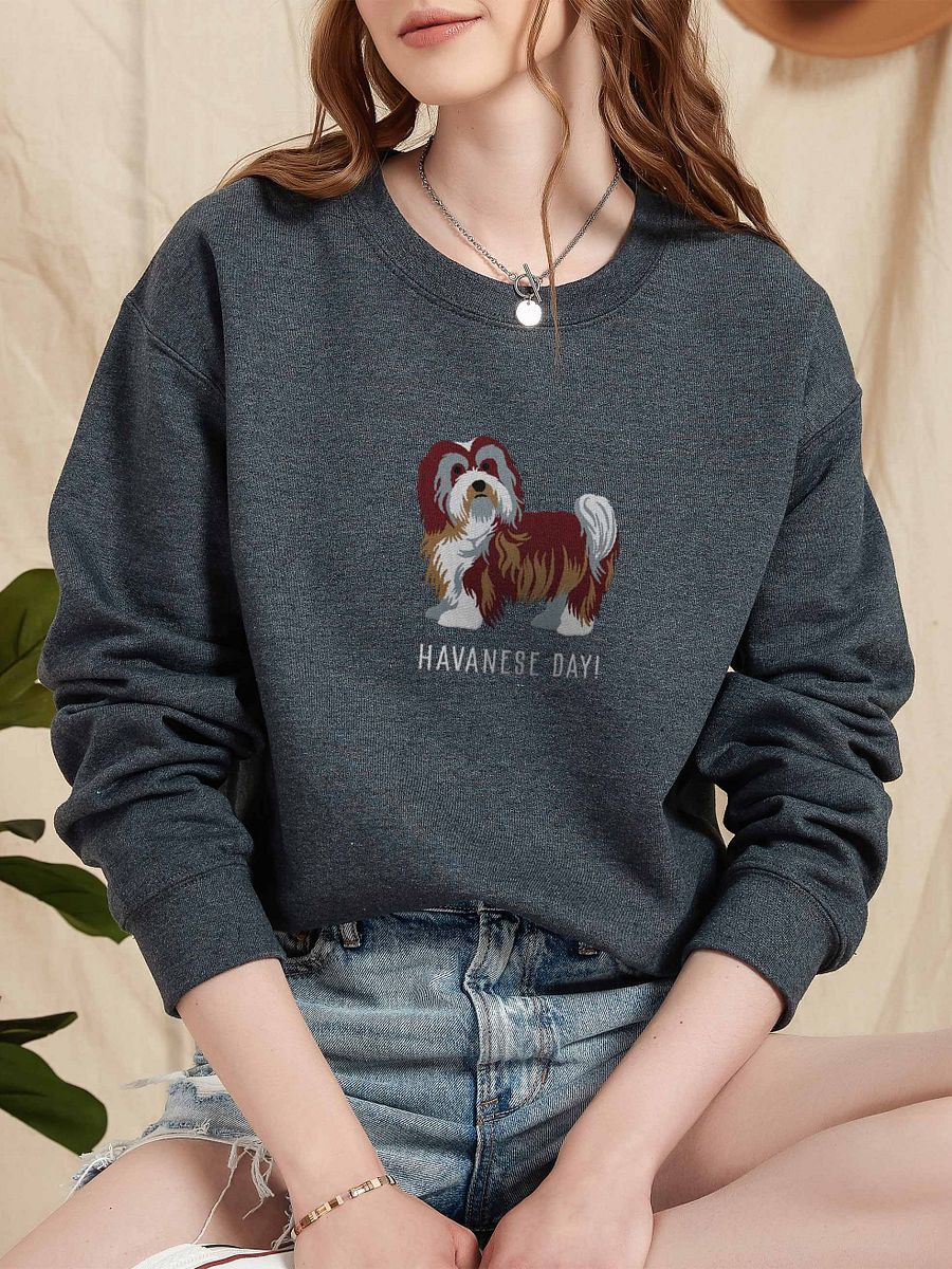 Havanese Day! Sweatshirt (Embroidered) of a Havanese(Chocolate & White) product image (2)