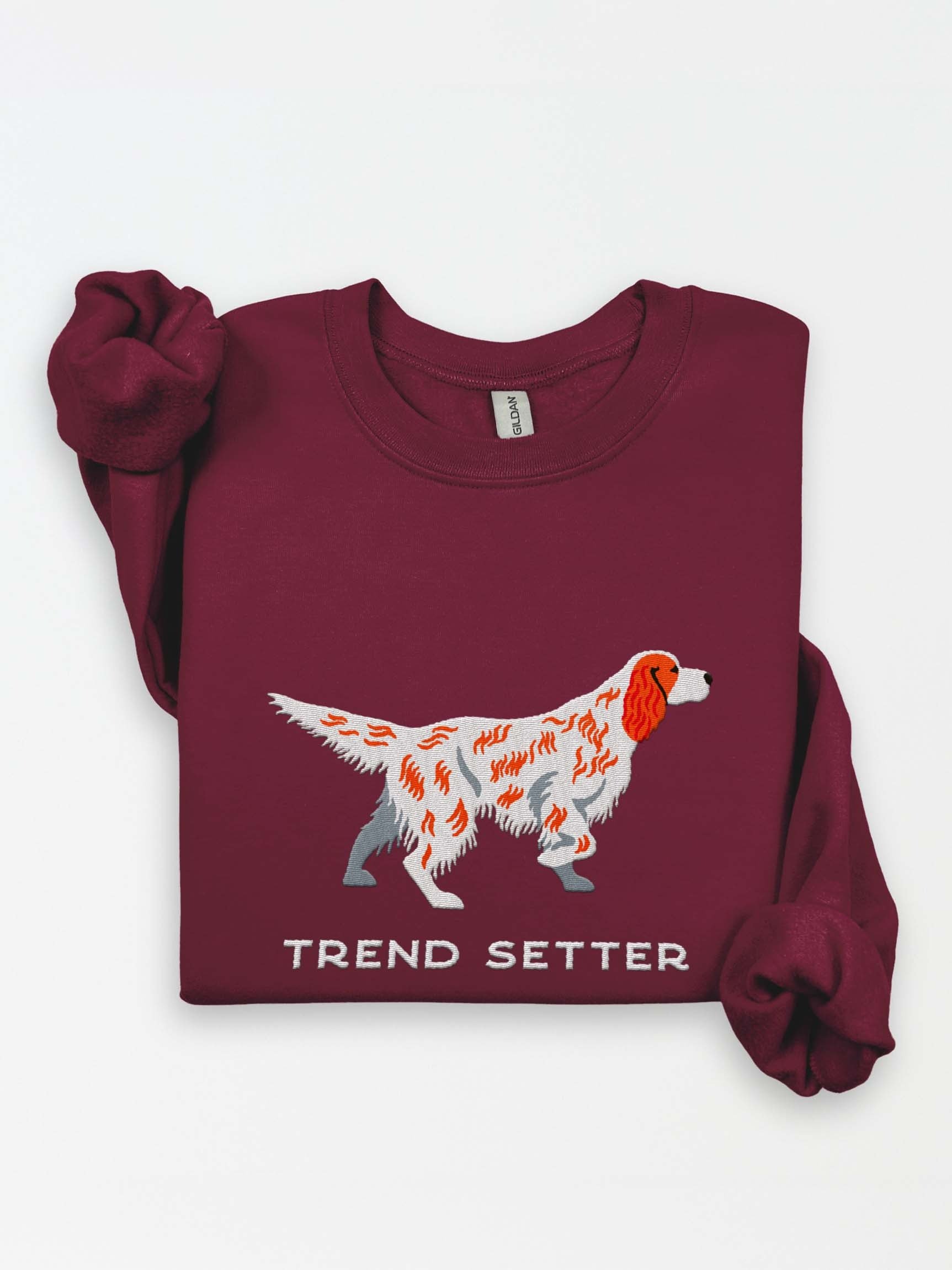 Trend Setter Sweatshirt (Embroidered) of an English Setter(Orange Belton) product image (1)