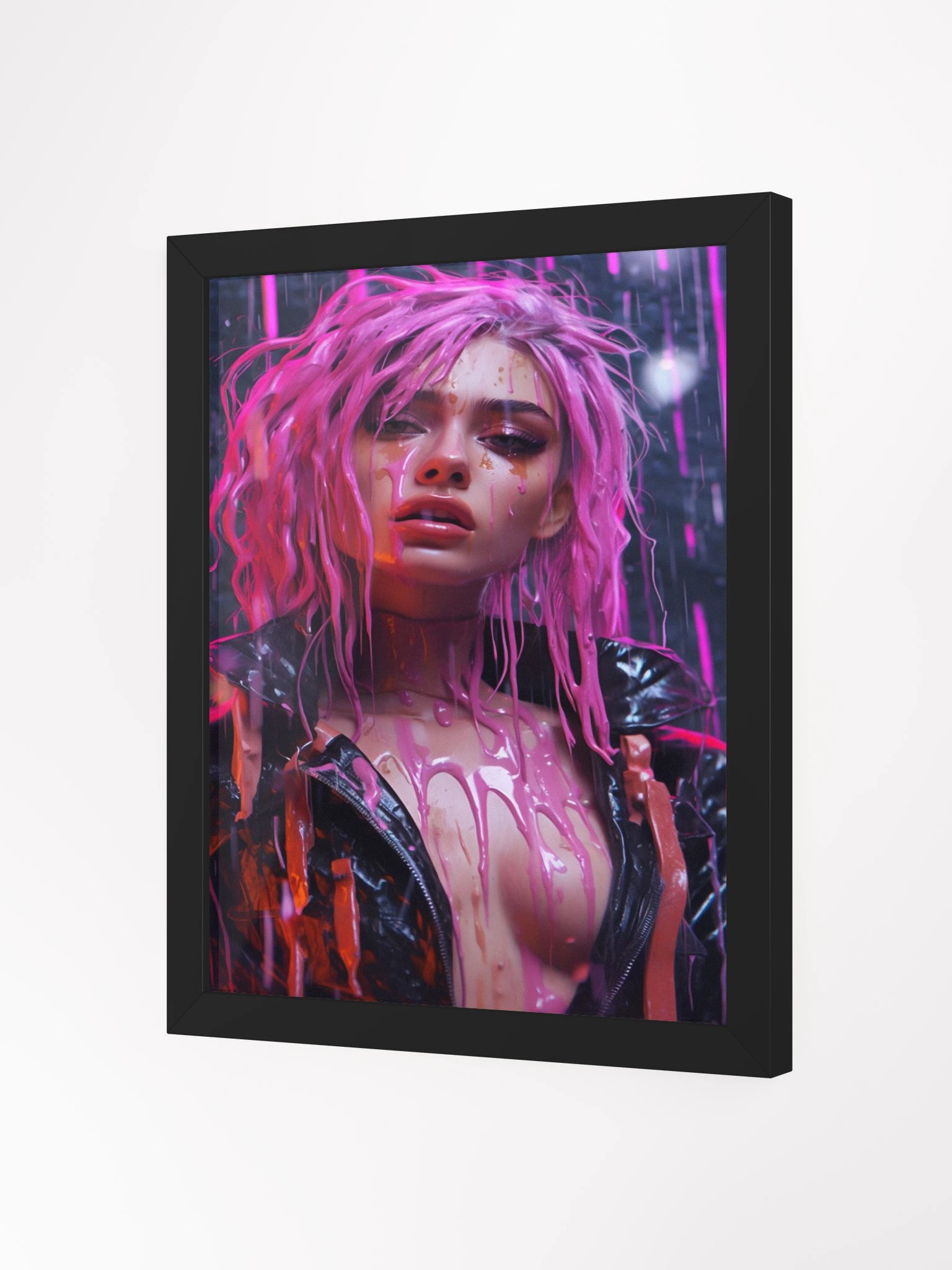 Pink Drip Wood Framed Wall Art Canvas product image (4)