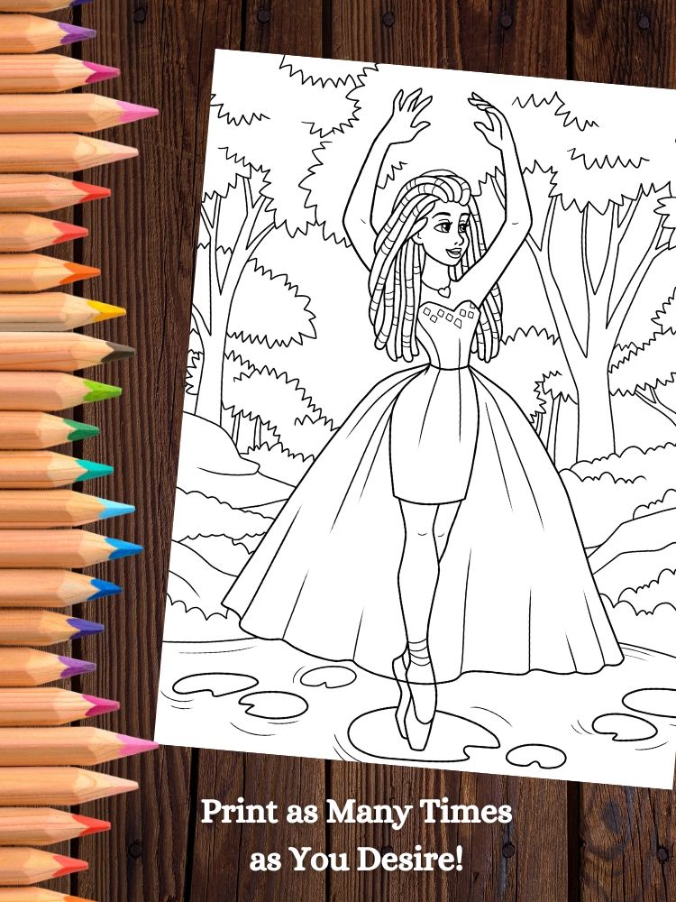 Ballerinas in Nature Printable Coloring Pages for Kids product image (5)