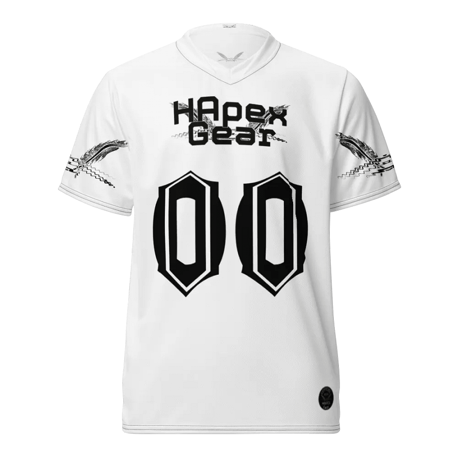 Eddie - White - Recycled Unisex Sports Jersey - Black HApex Gear Black Logo product image (3)