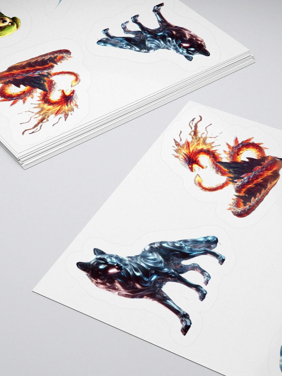 Metal wolf #1, Crystallized Fire Snake #3, Liquid Metal Stingray, And Forest Dog Stickers product image (4)