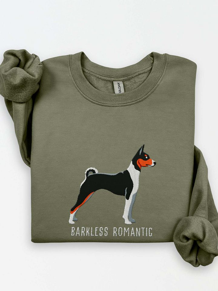 Barkless Romantic Sweatshirt (Embroidered) of a Basenji(Tricolor) product image (1)