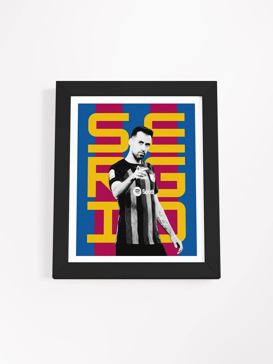 Sergio Busquets BW Barcelona Name Art Framed Print product image (1)