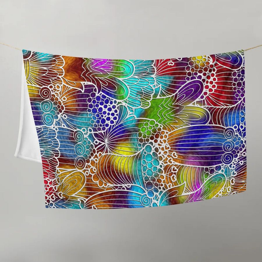 Colorful Retro Flowers Throw Blanket product image (21)