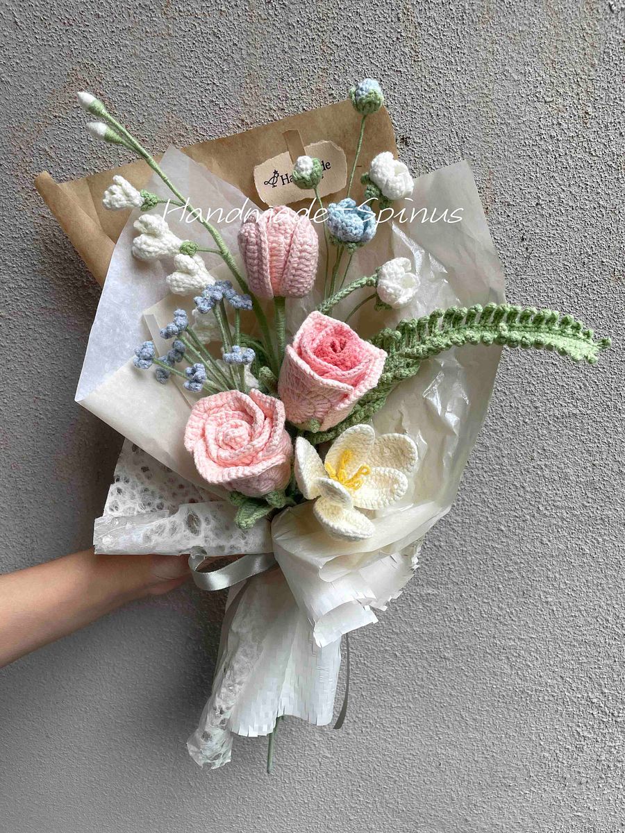 Azure Pink Dreams Crochet Knit Bouquet product image (8)