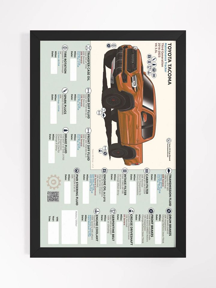 3RD GEN MAINTENANCE TRACKER V1.2 - Inferno (FRAMED) product image (2)
